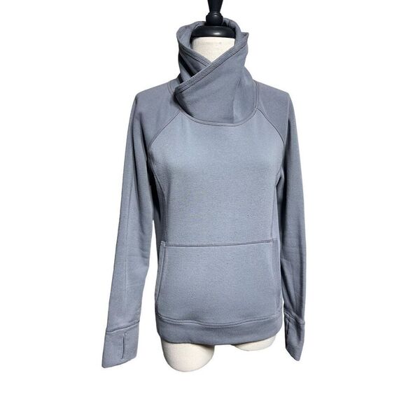 Athleta Gray Funnel Neck Pullover Sweatshirt With Thumbholes Size Small - Picture 1 of 3